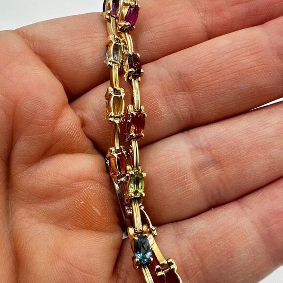 7.25", 14kt yellow gold and multi-gemstone tennis bracelet! - Picture 15 of 16